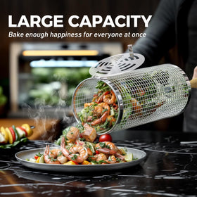 KUQIHUG rolling grill basket durable 304 stainless steel mesh