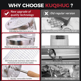 KUQIHUG rolling grill basket easy to clean with snap-on design