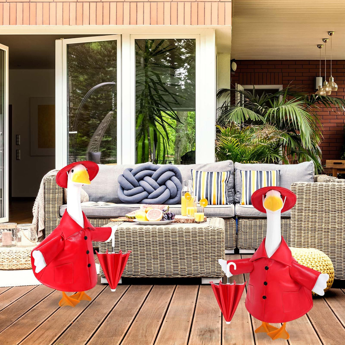 Kuscul red garden figure on display for outdoor spaces