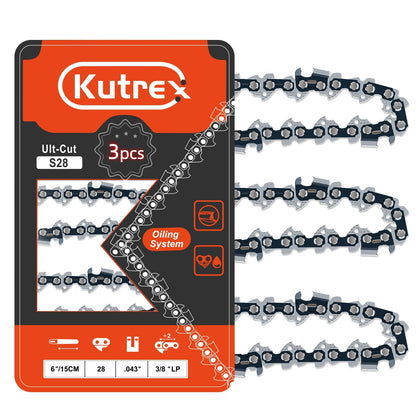 Kutrex 6-inch replacement chain fits Husqvarna bars for reliable compatibility and quick replacements.