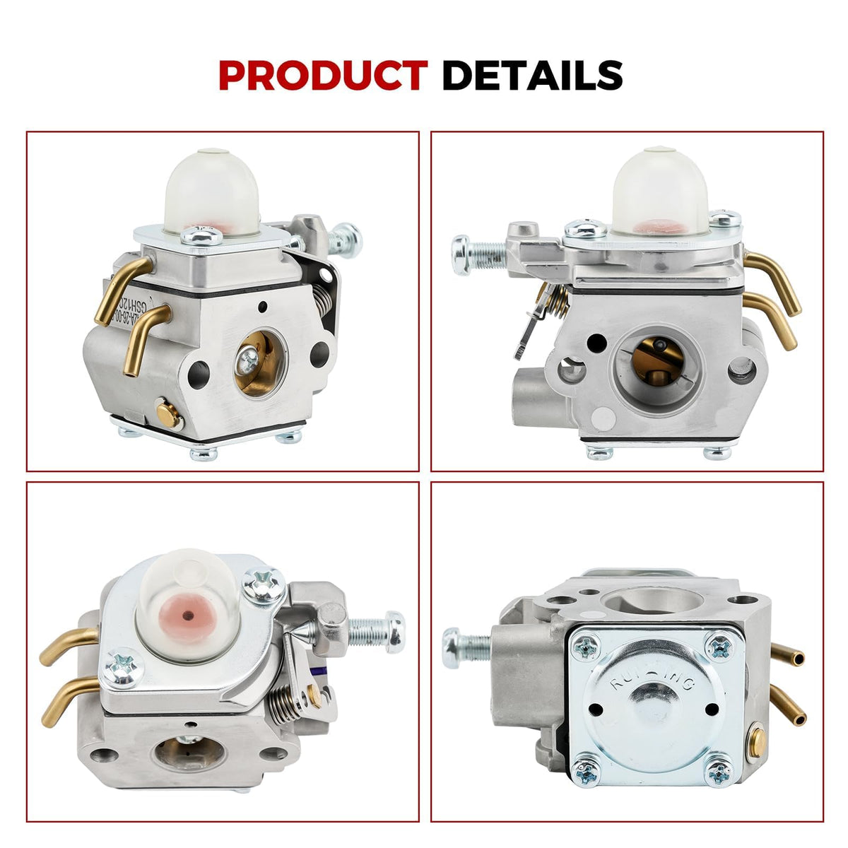 Kuupo carburetor package includes gaskets and tubes for quick fit and sealing.