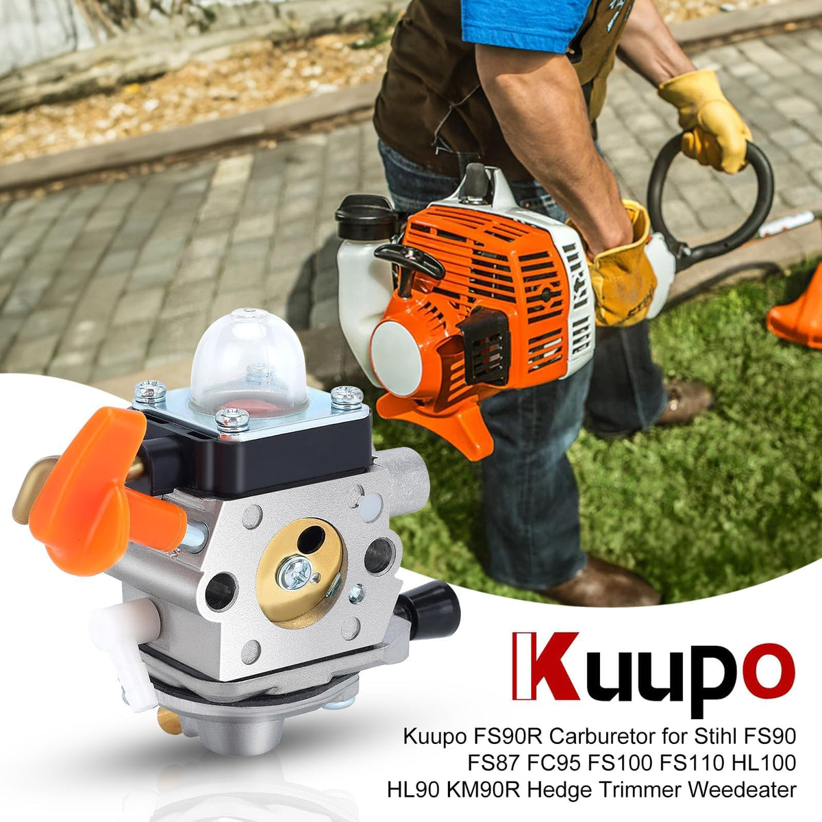 Kuupo FS90R carburetor kit included components for quick replacement