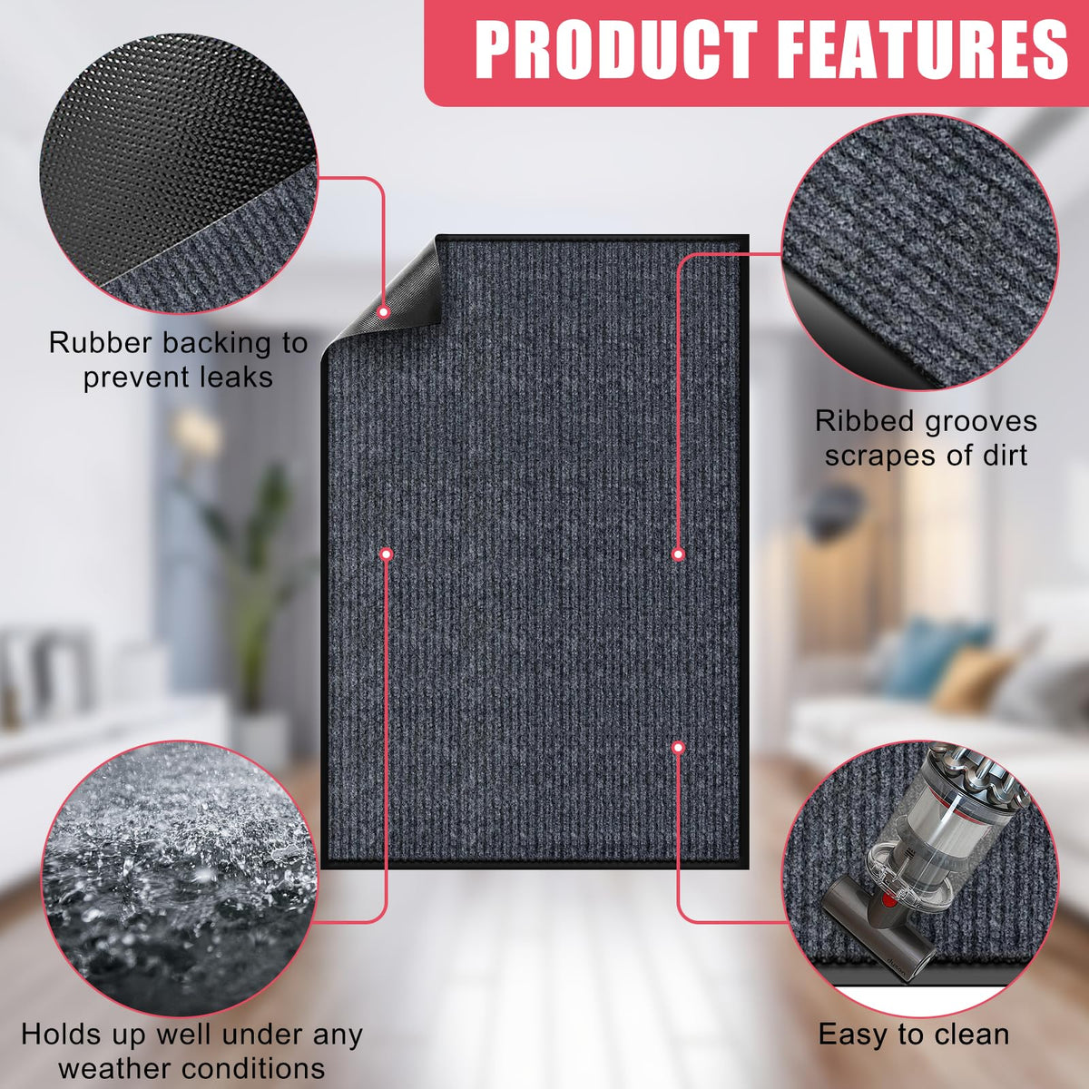 Kuyal entrance rug capturing dust and moisture at the threshold.