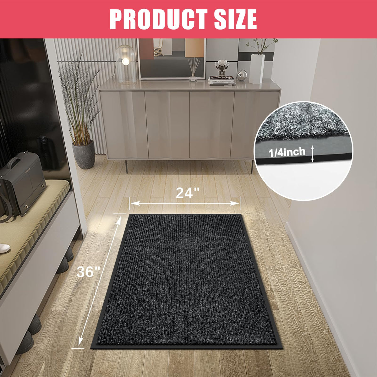 Kuyal front door mat in durable material withstands heavy foot traffic.