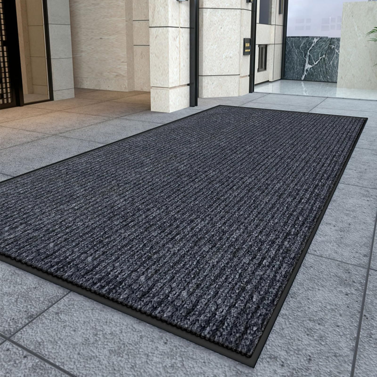 Kuyal indoor-outdoor mat non-slip backing provides secure footing in all weather