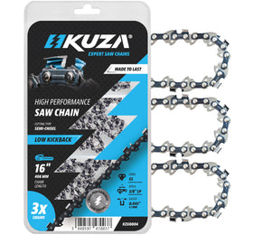 KUZA 16-inch chain with 38LP pitch and 0.043 gauge for durable German steel performance.