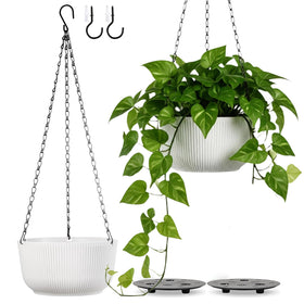 Kvetto hanging pot with vertical stripe texture for stylish balcony greenery