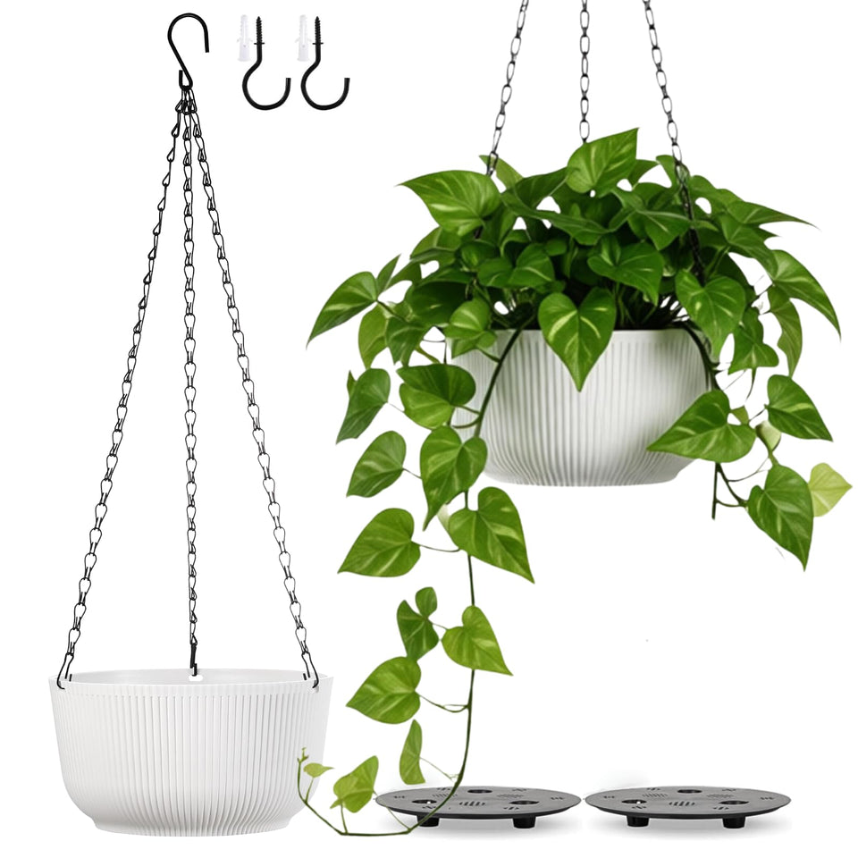 Kvetto hanging pot with vertical stripe texture for stylish balcony greenery