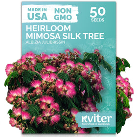 KVITER 50 Mimosa Silk Tree Seeds with pink blooms boosting garden color and pollinator appeal.