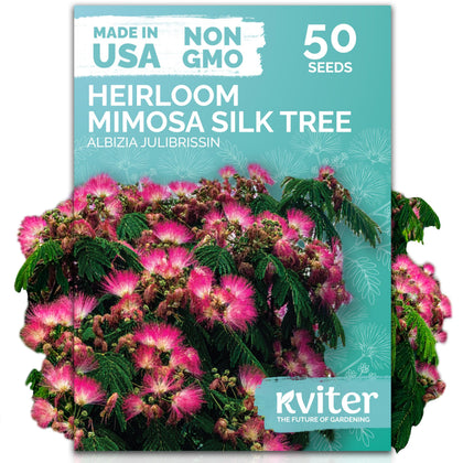 KVITER 50 Mimosa Silk Tree Seeds with pink blooms boosting garden color and pollinator appeal.