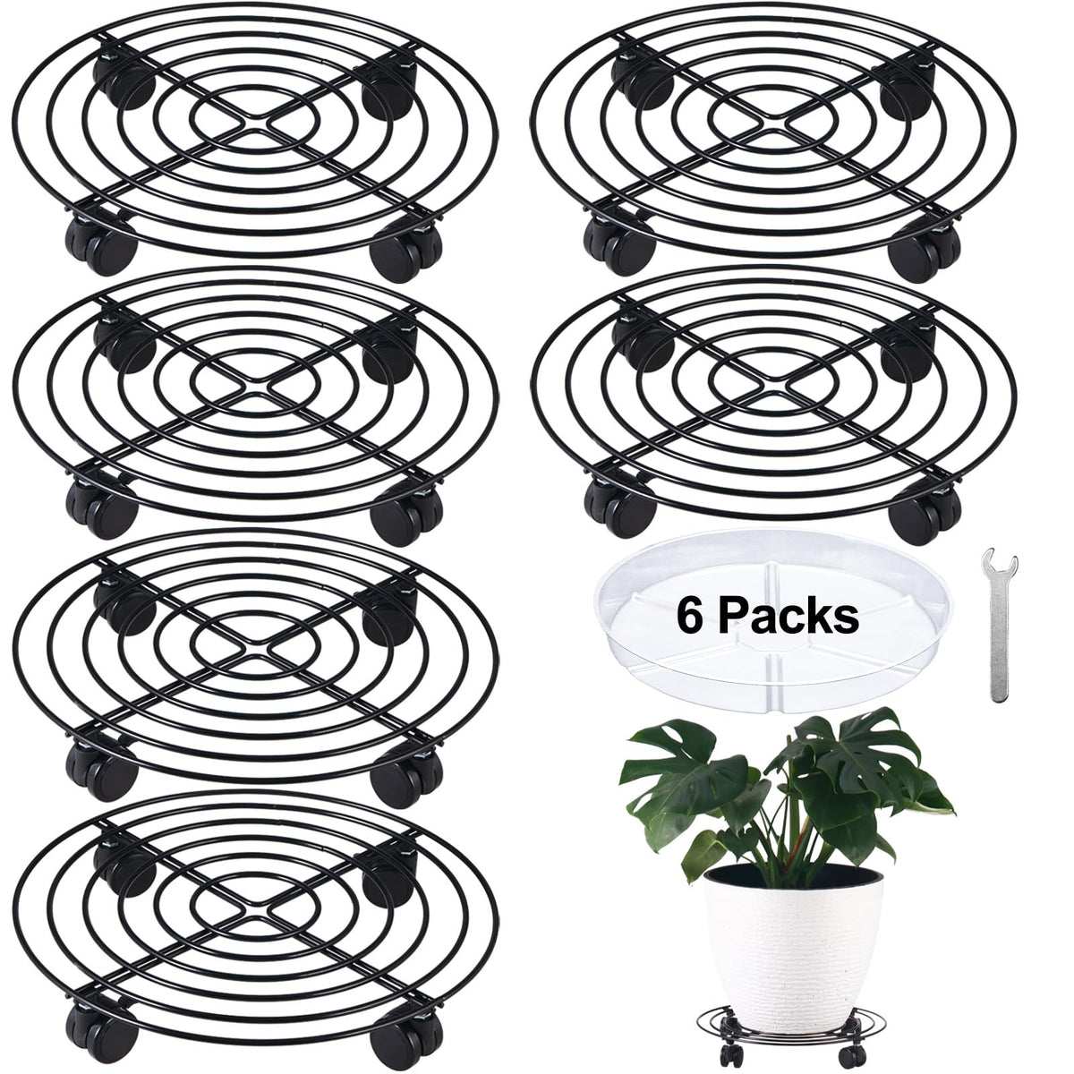 KvyusFlourish 14-inch plant caddy with wheels for easy mobility.