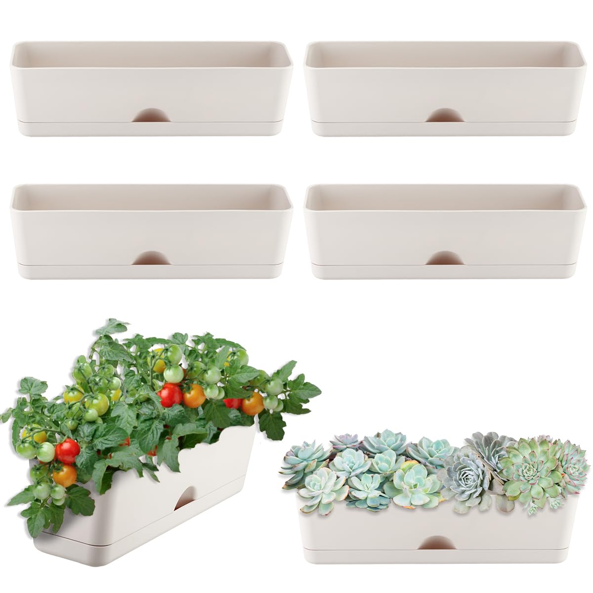 KvyusFlourish rectangle planter on a windowsill, ideal for compact herb gardens.