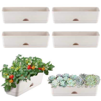 KvyusFlourish rectangle planter on a windowsill, ideal for compact herb gardens.