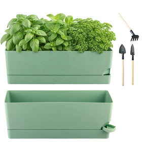 KvyusFlourish self watering pot with base maintains moisture for indoor herbs