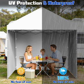 Three sidewalls installed on a 10x10 canopy for complete coverage.