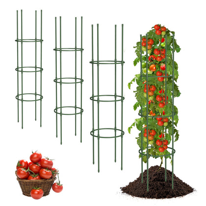 Kweetle 4-pack tomato cages provide 49-inch tall support for heavy vines in raised beds