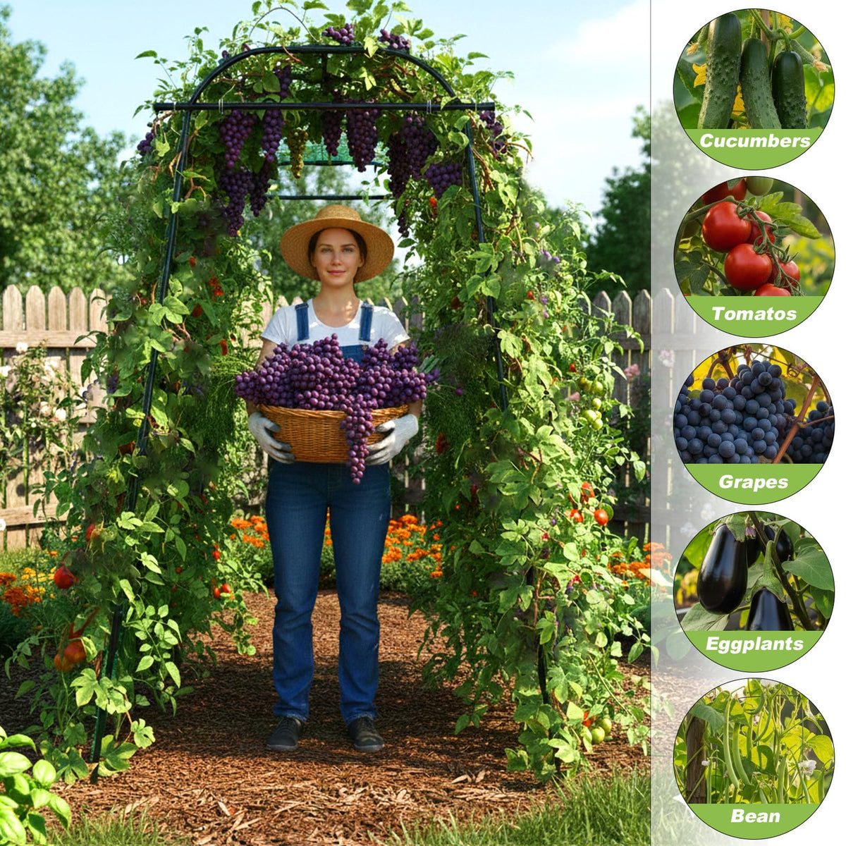Kweetle 7ft garden arch trellis for raised beds supports tomatoes and beans