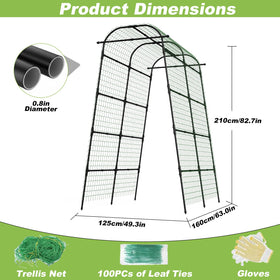 Kweetle 7ft garden arch trellis side view shows robust 20mm steel frame for heavy crops