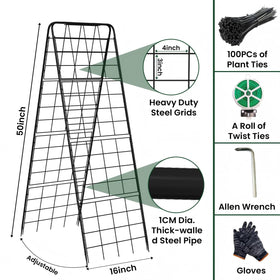 Kweetle A-Frame trellis extended height, adapts as plants grow.