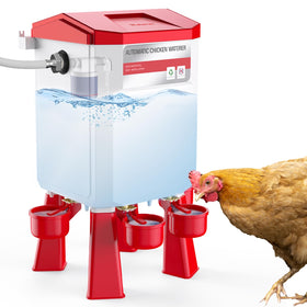 Kweetle automatic chicken waterer with float valve maintains a steady water level