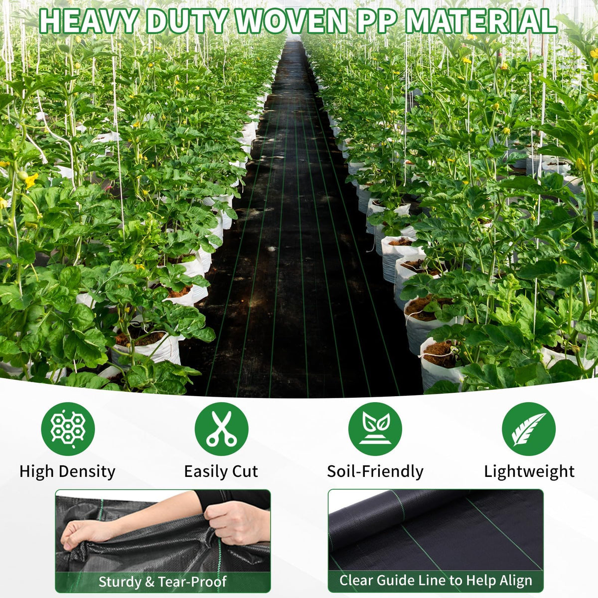 Kweetle flower bed garden cover reduces weed growth while letting air through.