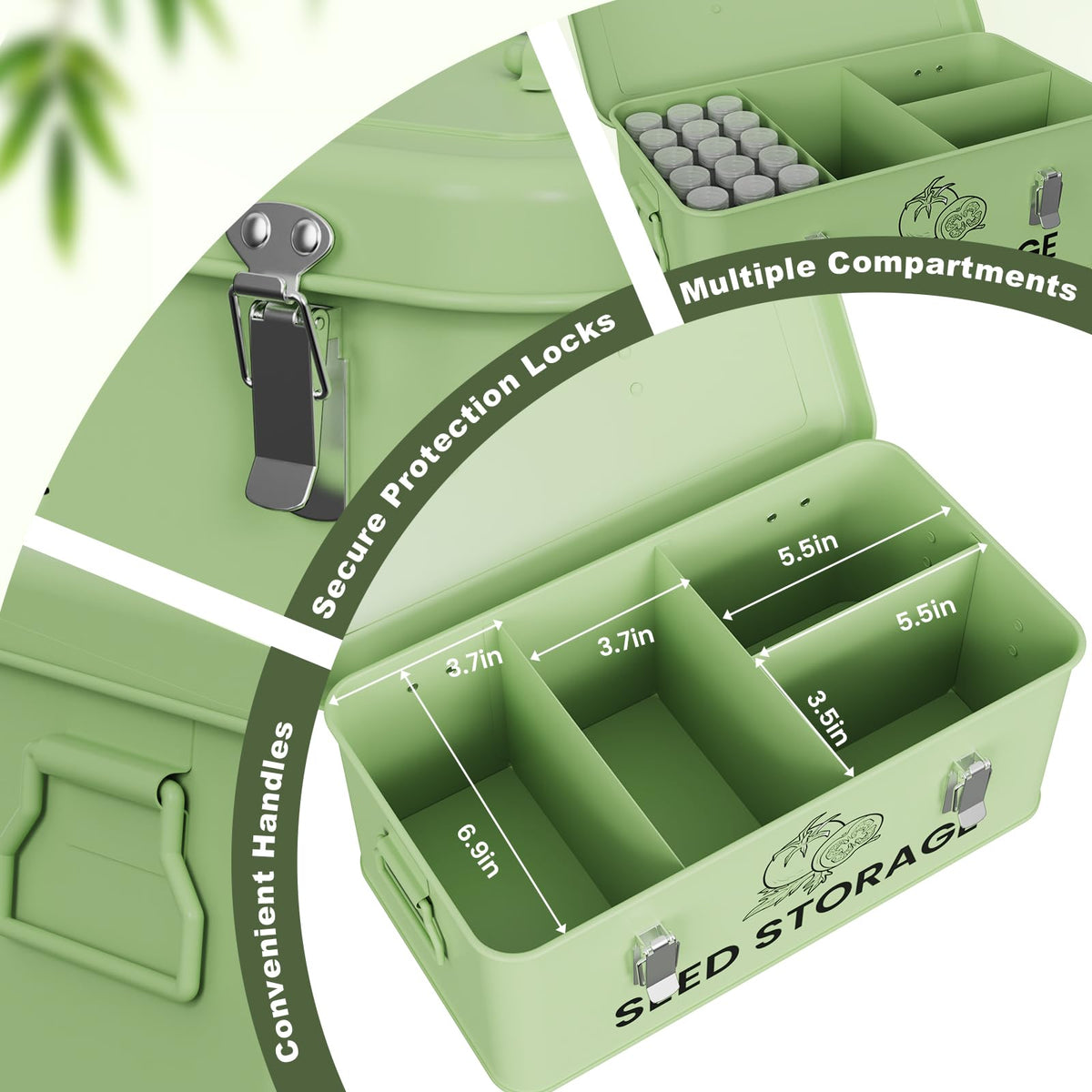 Kweetle four-compartment design helps separate by plant type or season.