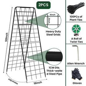 Kweetle heavy-duty metal grid trellis provides strong support for heavy crops.
