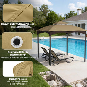 Kweetle khaki canopy top installed on an outdoor gazebo for shade.