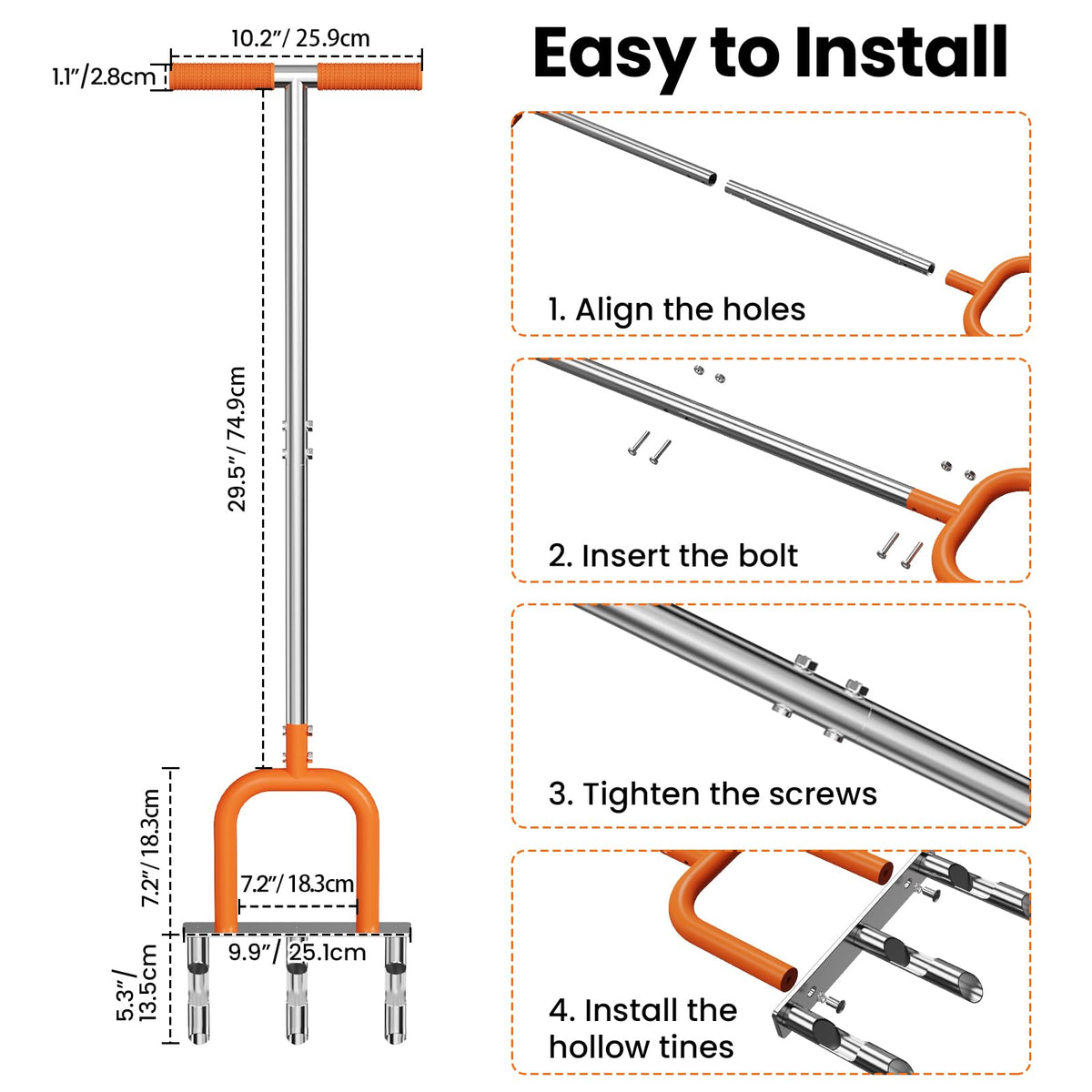 Kweetle lawn aerator offers easy stand-up use for ergonomic operation