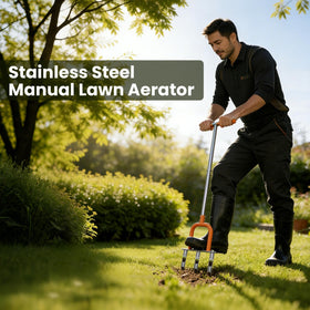 Kweetle lawn aerator shows durable stainless steel construction for long-lasting outdoor performance