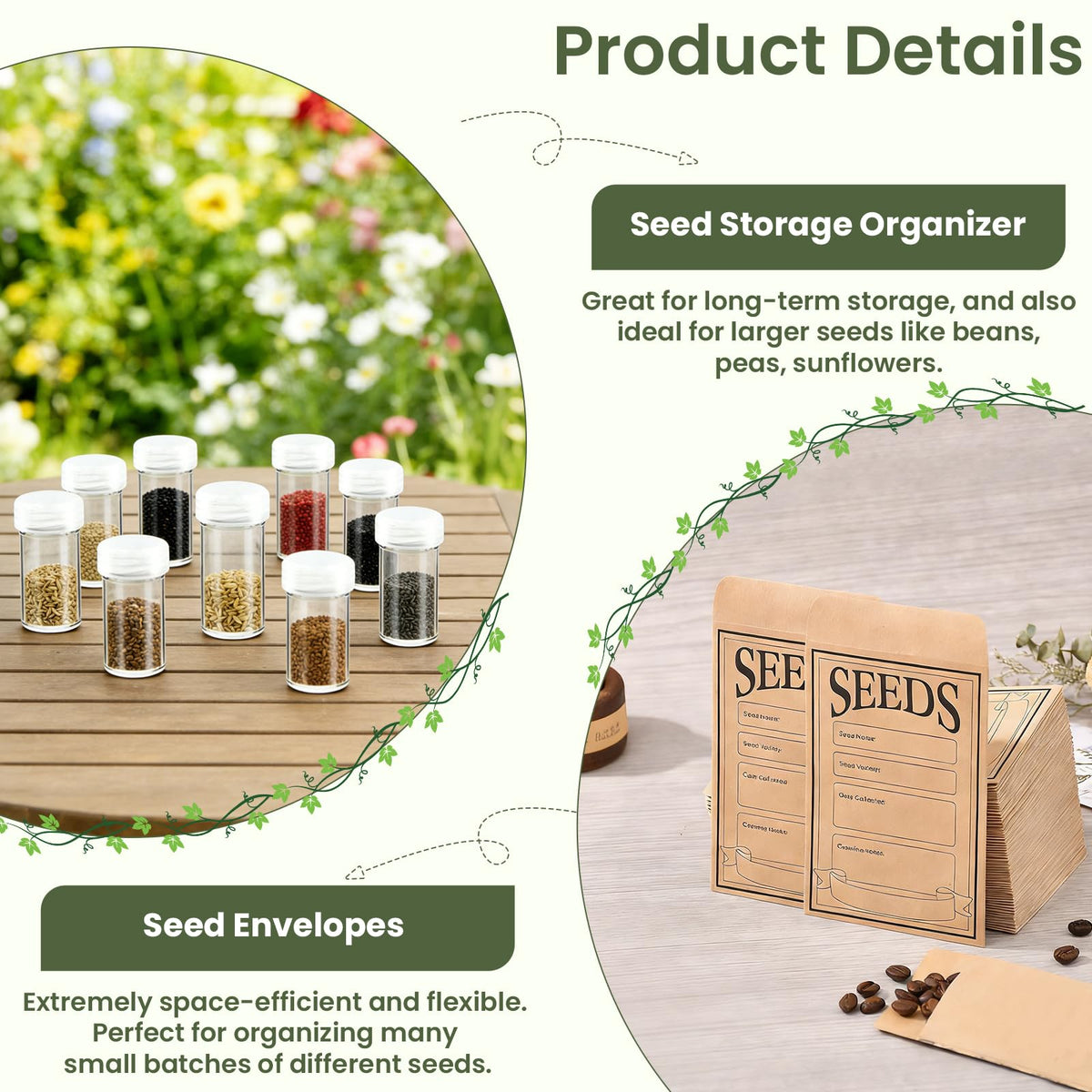 Kweetle portable seed storage with multiple handles for easy transport.