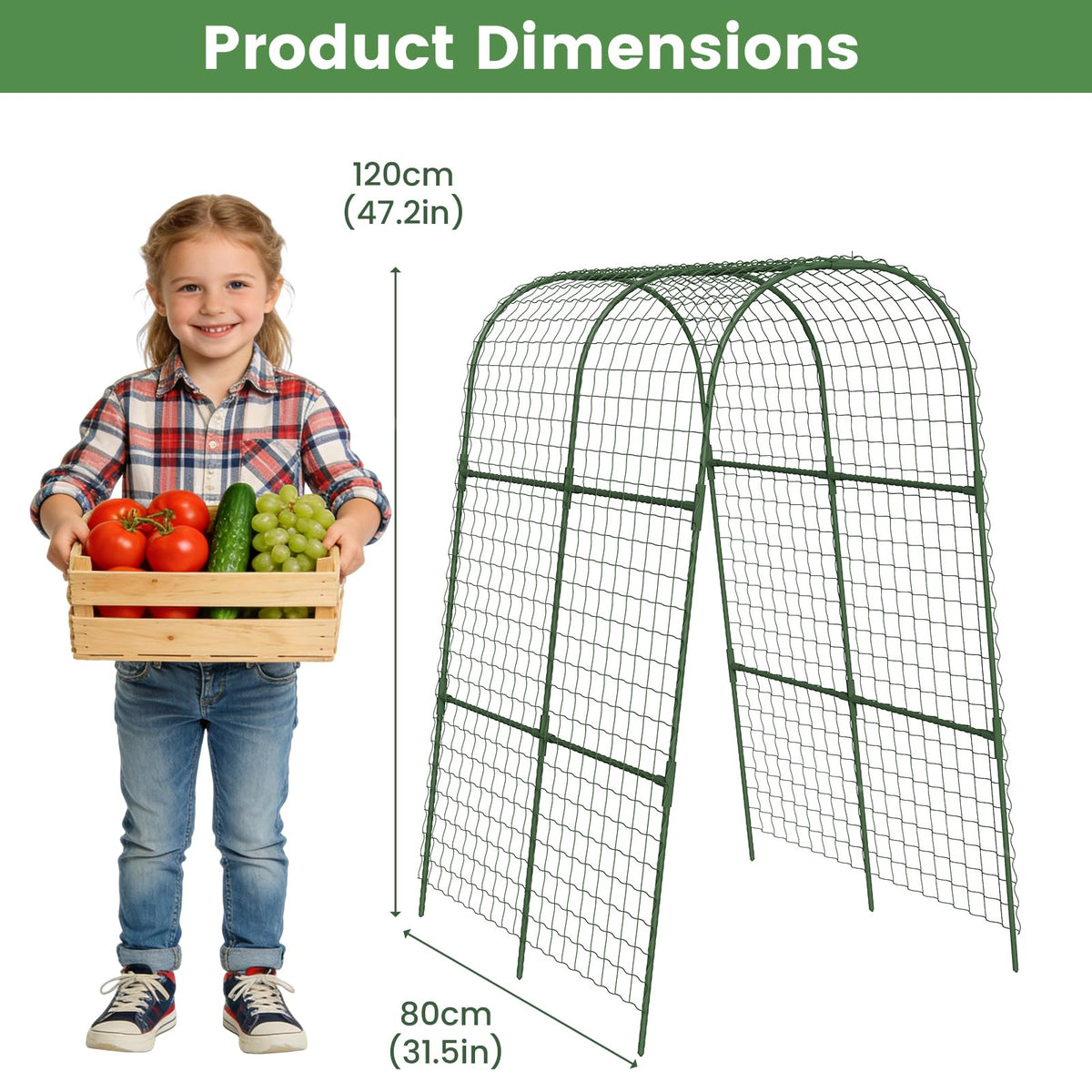 Kweetle raised-bed plant support fits backyard gardens and greenhouses.