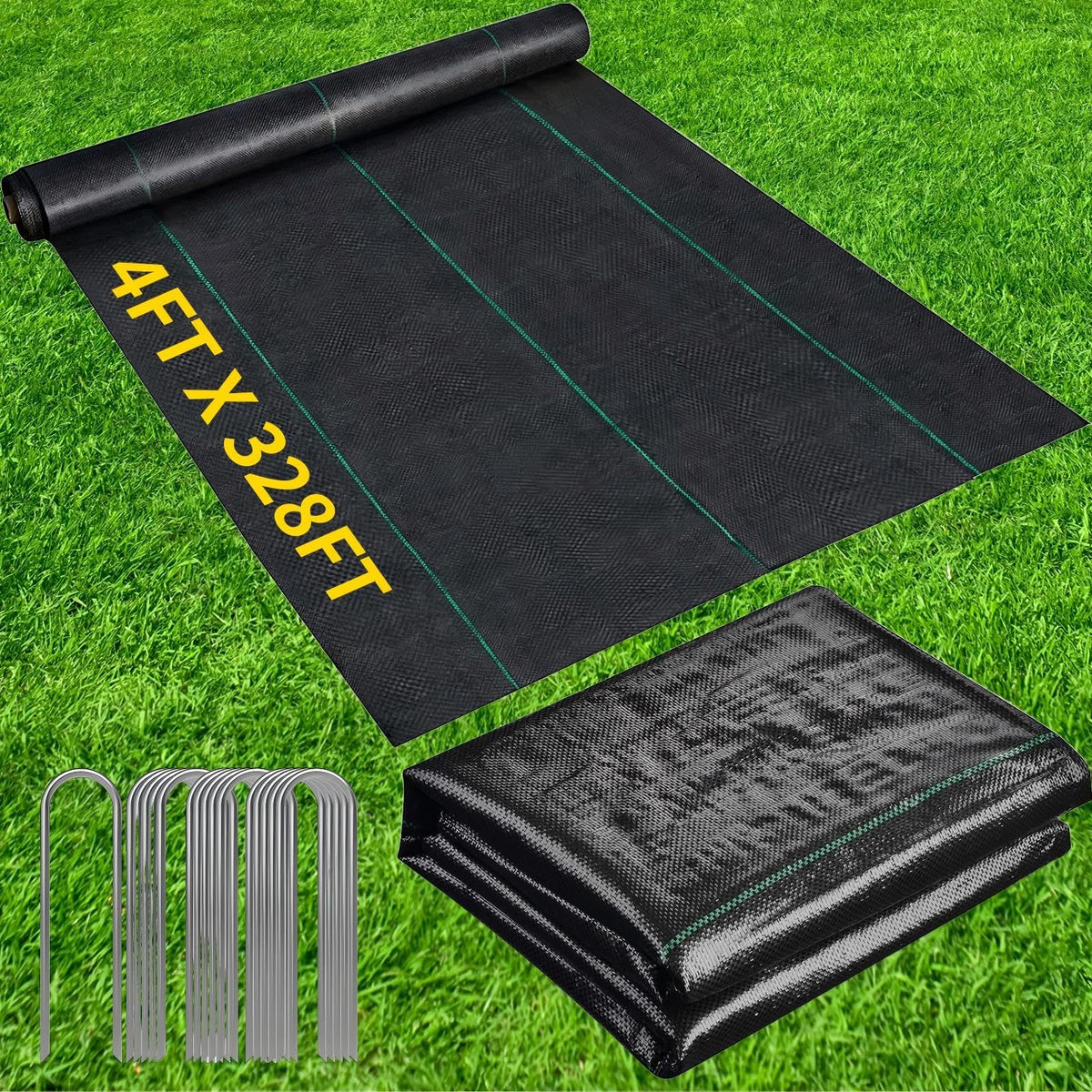 Kweetle weed barrier heavy duty 4ft by 328ft keeps weeds down while water passes.