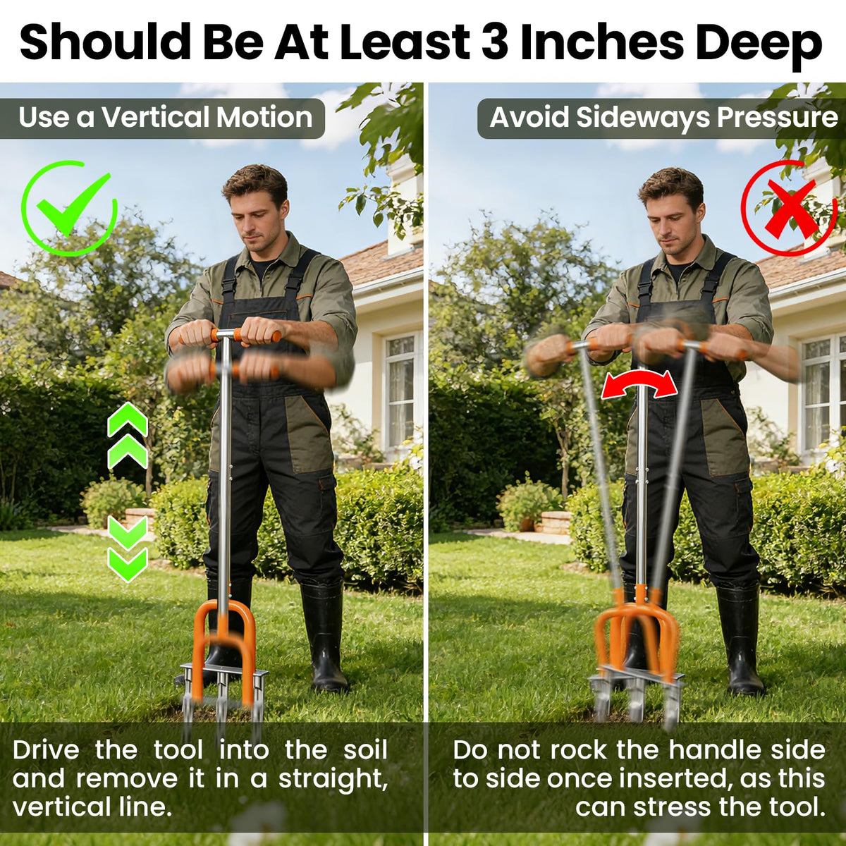 Kweetle yard aeration tool for compacted soil improves drainage and root access