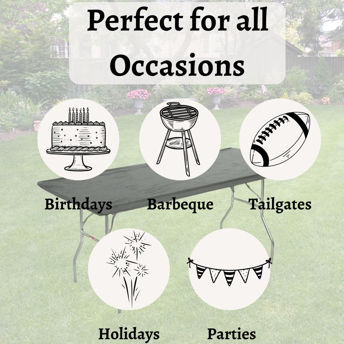 Kwik-Covers 5-pack bundle for multiple 6-foot tables in black