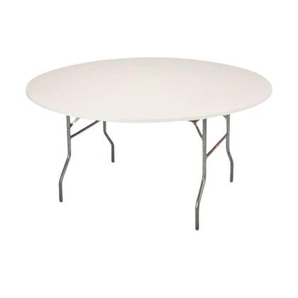 Kwik-Covers 5-pack white round table covers ready for quick event setups.