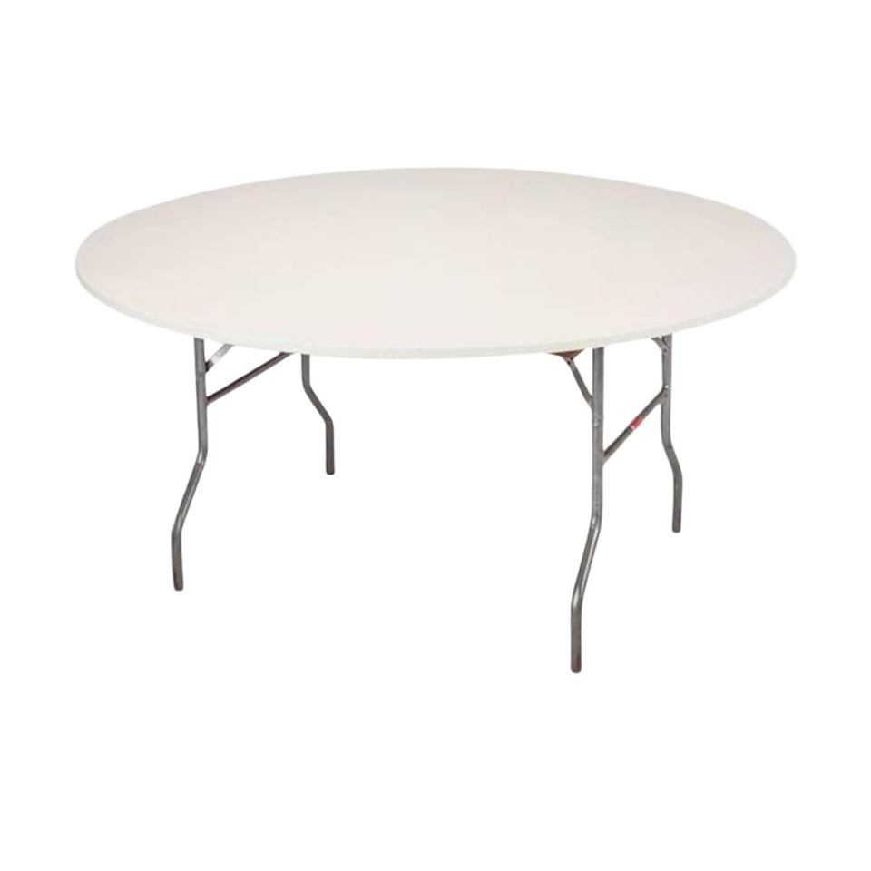 Kwik-Covers 5-pack white round table covers ready for quick event setups.
