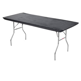 Kwik-Covers 6ft black table cover shown over a banquet table, wind-resistant