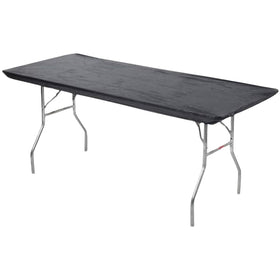 Kwik-Covers 8ft rectangular table cover in use with secure elastic edge