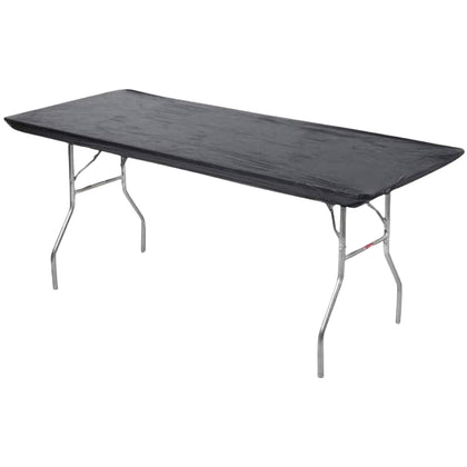 Kwik-Covers 8ft rectangular table cover in use with secure elastic edge