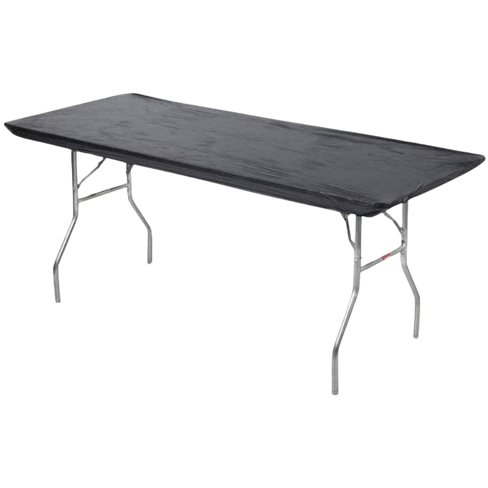 Kwik-Covers 8ft rectangular table cover in use with secure elastic edge