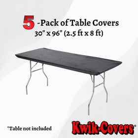 Kwik-Covers elastic-edge corner design secures the cover on the table.