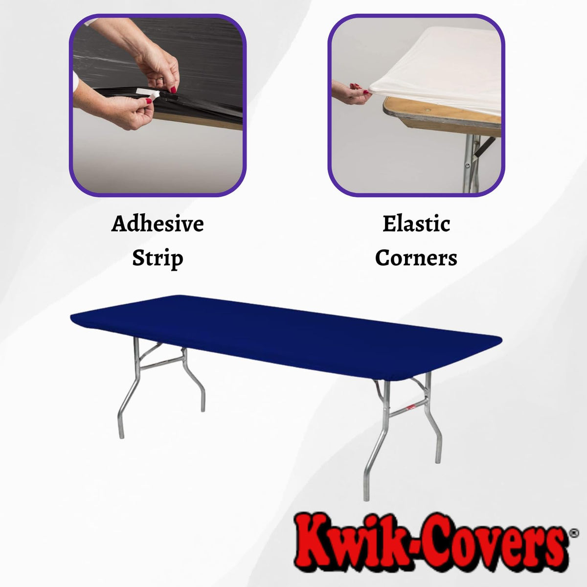 Kwik-Covers elastic corner edging keeps the cover secure outdoors.