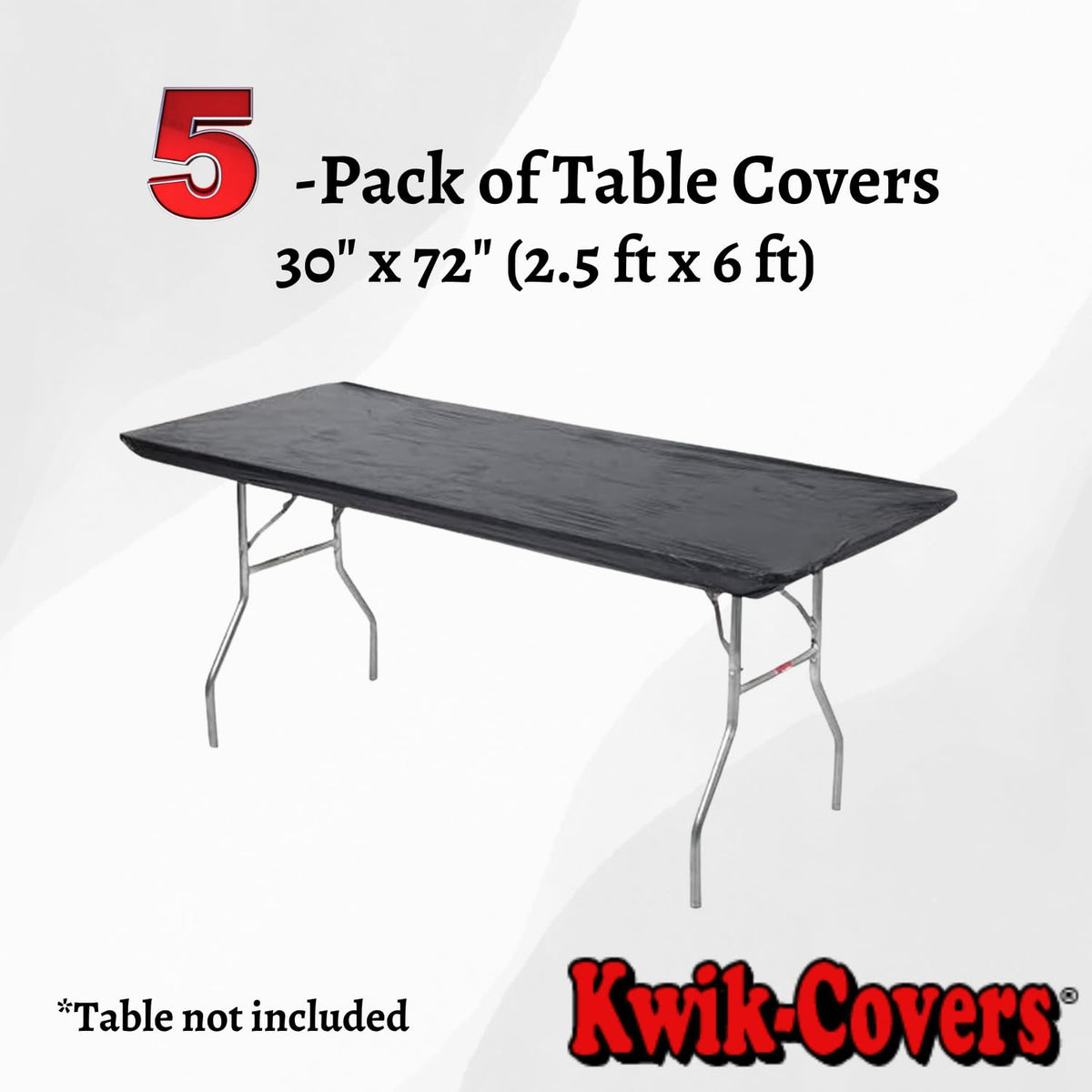 Kwik-Covers elastic edging keeps the 6ft black cover in place at outdoor events