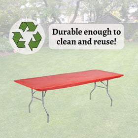 Kwik-Covers red 3mil table cover emphasizes durability