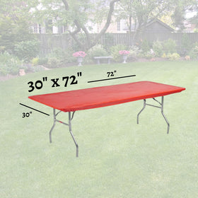 Kwik-Covers red table cover with adhesive strip adds extra support