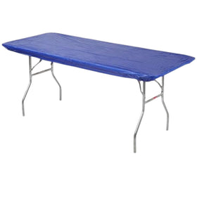 Kwik-Covers royal blue 8ft table cover placed on a table for a clean event look