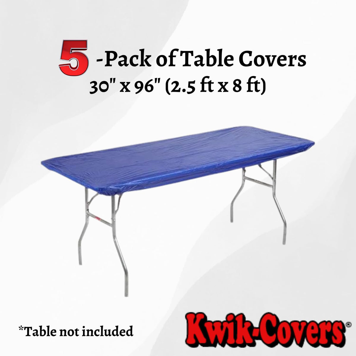 Kwik-Covers royal blue 8' table cover drapes smoothly over banquet table.