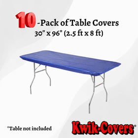 Elastic edging on Kwik-Covers royal blue 8ft table cover