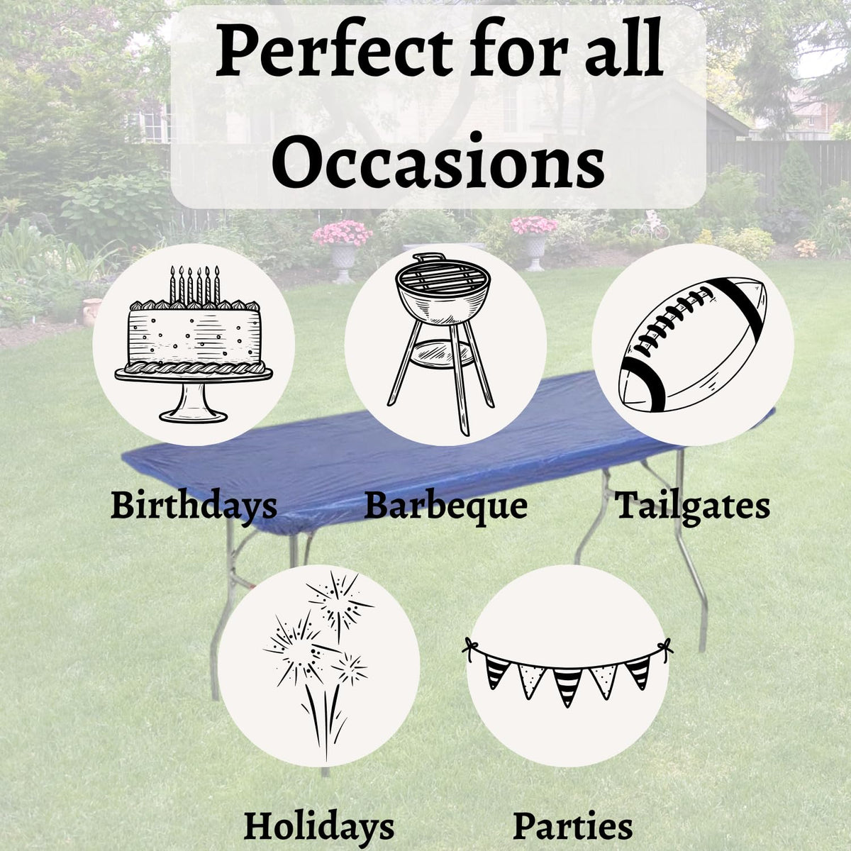Kwik-Covers edge coverage up to 2.5 inches thick for versatile tables.